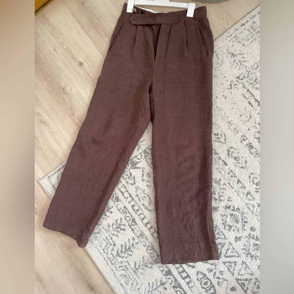 Sophie Rue Chocolate Brown Linen Trousers